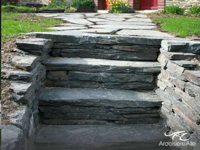 Dalles de Schiste Belge Sciées pour sol – Gezaagde  Belgische Leisteen Schist Platen voor vloer